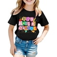 thumbnail image 1 of Adeawade Summer Tops For Girls Round Neck Tee Short Sleeve Tops Cartoon Letter Prints Daily T Shirts Retro Clothing 1-2 Years Black, 1 of 4