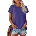 thumbnail image 1 of Adeawade T Shirts For Women Short Sleeve Loose Fit Round Neck Solid Color Simple Style Tee Leisure Clothes M Bu3, 1 of 6