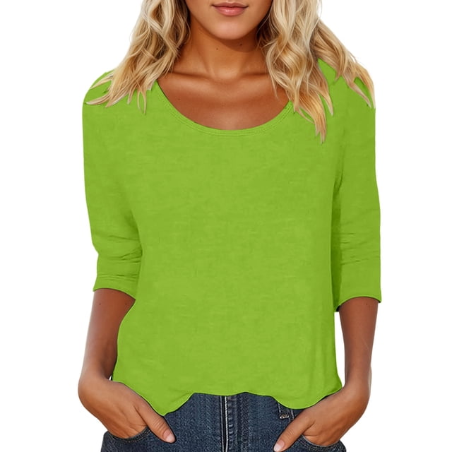 Adeawade T Shirts For Womens Basic V Neck Short Sleeve T Shirt Solid Color Tee For Spring Summer Fall Sweet Clothes Green S