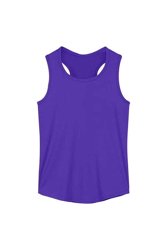 T Shirts For Girls Round Neck Tank Tops For Summer Comfort Stretchy Sleeveless Wear Soft Blend Outdoor Activities Blouse Adorable Spring Clothing Purple 1-2 Years
