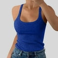 thumbnail image 1 of Adeawade Tank Tops Womens Spaghetti Strap Scoop Neck Ribbed T Shirt Slim Fitted Camisole Sleeveless Layering Shirts Basic Wear Blue S, 1 of 3
