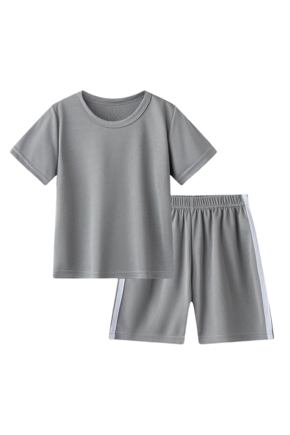 Teen Boys Clothes Kids Unisex Spring Summer Short Sleeve Sports Tshirt Shorts Relax Fit Outfits Boy'S Clothing Set Grey 9-10 Years