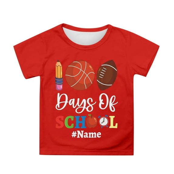 Adeawade Teen Boys Tops Short Sleeve Tee Round Neck Back To School Blouse Number Print T Shirts Casual Summer Playsuit Red 10-11 Years