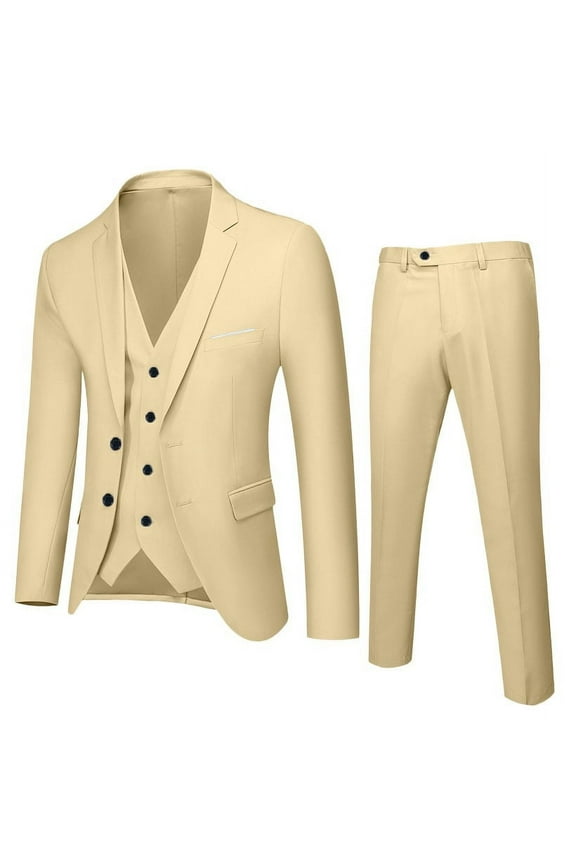 Teen Clothes For Boys Kids Spring Autumn Solid Color Long Sleeve Pants Coat Vest Sportswear 3Pc Suit Fashion Outfits Set Khaki 17-18 Years