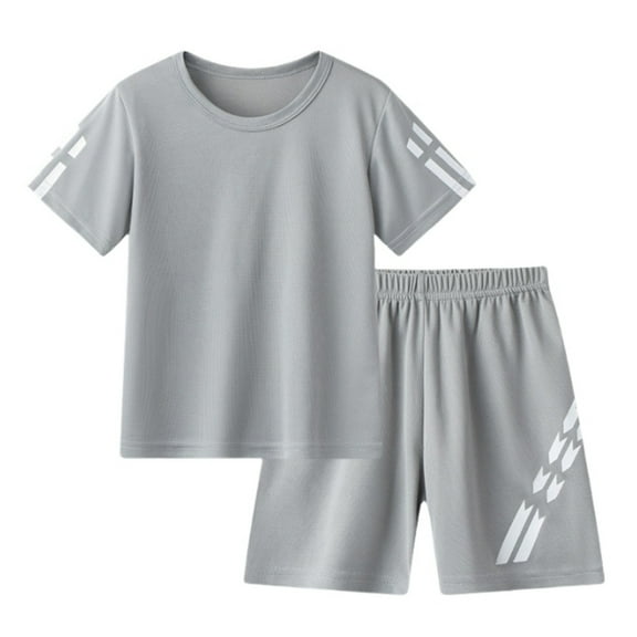 Adeawade Toddler Boys Clothes Kids Baby Unisex Spring Summer Short Sleeve Sports Tshirt Shorts Cool Outfits Playsuit Grey 18-24 Months