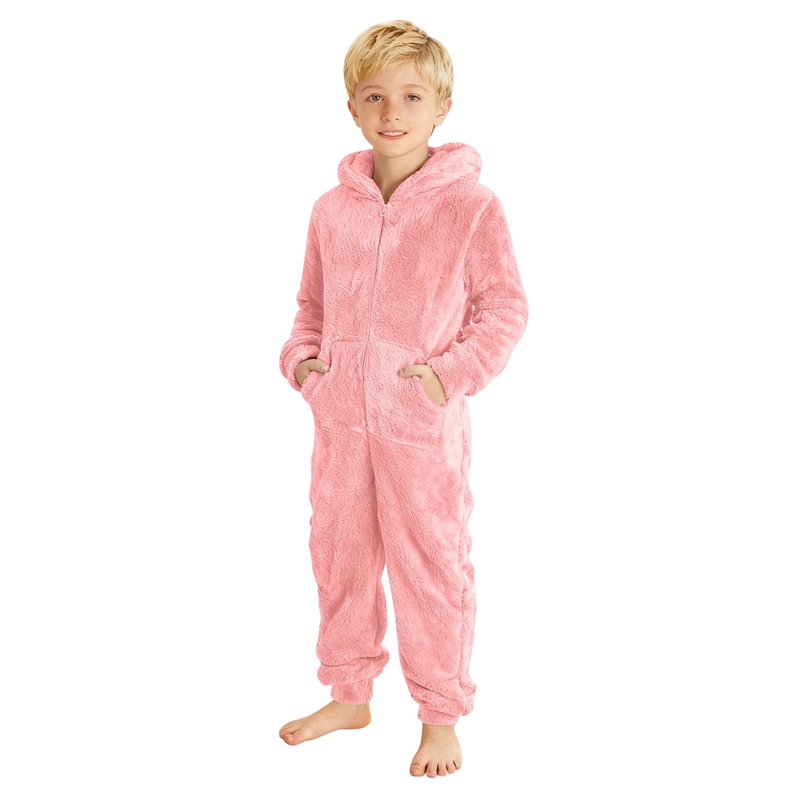Adeawade Toddler Boys Summer Onesie 15-16 Years Long Sleeve Round Neck Boys Warm Hooded Onesie Jumpsuit Winter Warm Lined Pajama Outfit For Toddler Kids Classic Playsuit Pink