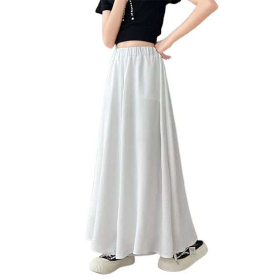 Adeawade Toddler Girls Spring Pants Kids Wide Leg Palazzo Pants Pleated High Waisted Solid Color Slacks Lightweight Playsuit White Toddler