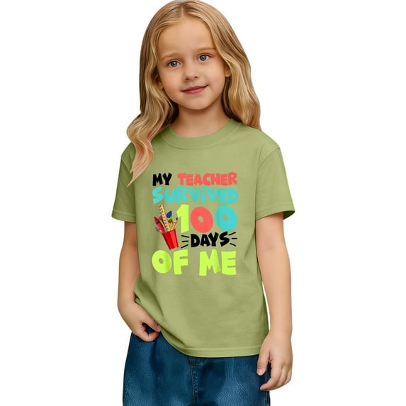 Adeawade Toddler Tops For Boys O Neck Blouse Short Sleeve Tee Solid Color Cartoon Graphic T Shirts Comfortable Wear Army Green 3-4 Years