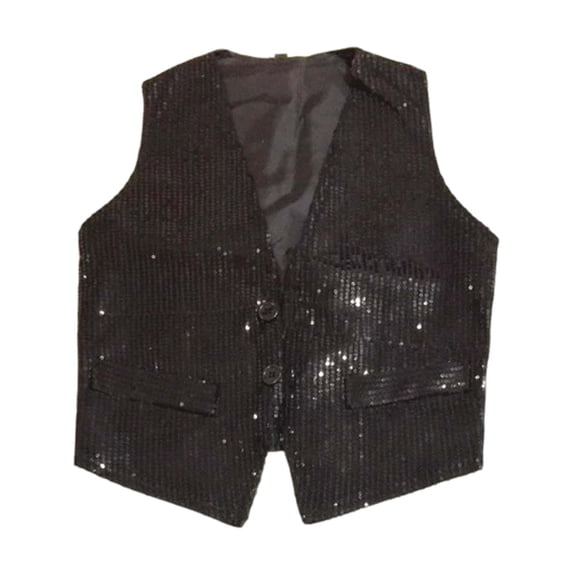 Adeawade Tops For Boy Child Sleeveless Tee Crewneck Blouse Sparkling Sequins T Shirts Basic Summer Clothes Black 5-6 Years