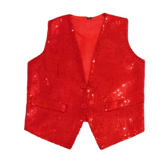 Adeawade Tops For Boy Child Sleeveless Tee Crewneck Blouse Sparkling Sequins T Shirts Soft Wear Red2 7-8 Years