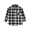 thumbnail image 1 of Adeawade Tops For Boys 18-24 Months Kids Flannel Jacket Plaid Long Sleeve Lapel Button Down Shacket Shirt Top Coat Outwear Cool Outfits White, 1 of 3