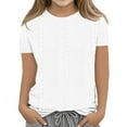 thumbnail image 1 of Adeawade Tops For Girls Short Sleeve Tee Solid Color Top Round Neck T Shirts Comfortable Clothes 9-10 Years White, 1 of 4