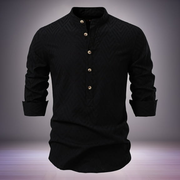 Adeawade Tops For Mens Long Sleeve Summer Man'S Refreshing Shirt Classic Basic Clothes Black