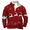 thumbnail image 1 of Adeawade Vintage Christmas Sweatshirt Men Half Zip Stand Collar Xmas Holiday Pullover Sweatshirt Long Sleeve Warm Lined Athletic Top For Winter Outdoor Sports Fashion Clothes Red 2Xl, 1 of 3