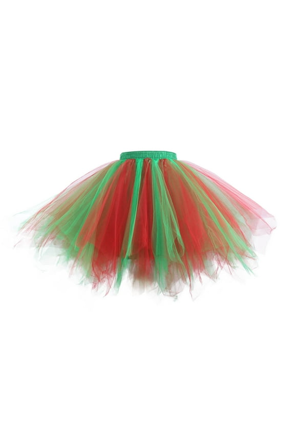 Winter Skirts For Women Christmas Tutu Ballet Skirts Dance Party Patchwork Skirt Holiday Party Skirts Lightweight Classic Daily Wear Green M