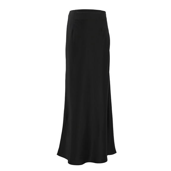 Adeawade Winter Skirts For Women Satin Maxi Skirt For High Waist Slit Evening Party Dress With Side Slit Summer Long Skirt Basic Classic Clothes Black Xl