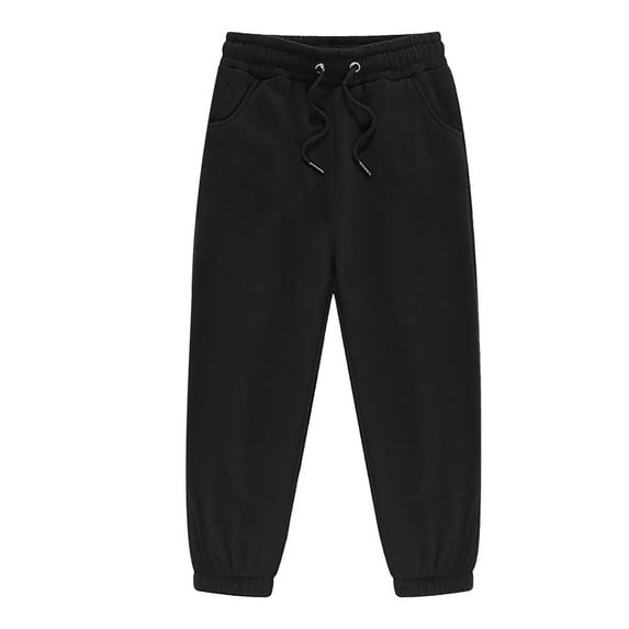 Adeawade Winter Sweatpants For Girls Autumn Slacks Solid color Long Jpgger trousers Elastic waist Sportwear Slim leg Legging basic basic Black 130