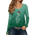 thumbnail image 1 of Adeawade Women Christmas Tshirts Winter Long Sleeve T Shirt Loose Fit Holiday Top Crewneck Xmas Seasonal Christmas Graphic Tee Versatile Tops Green S, 1 of 4