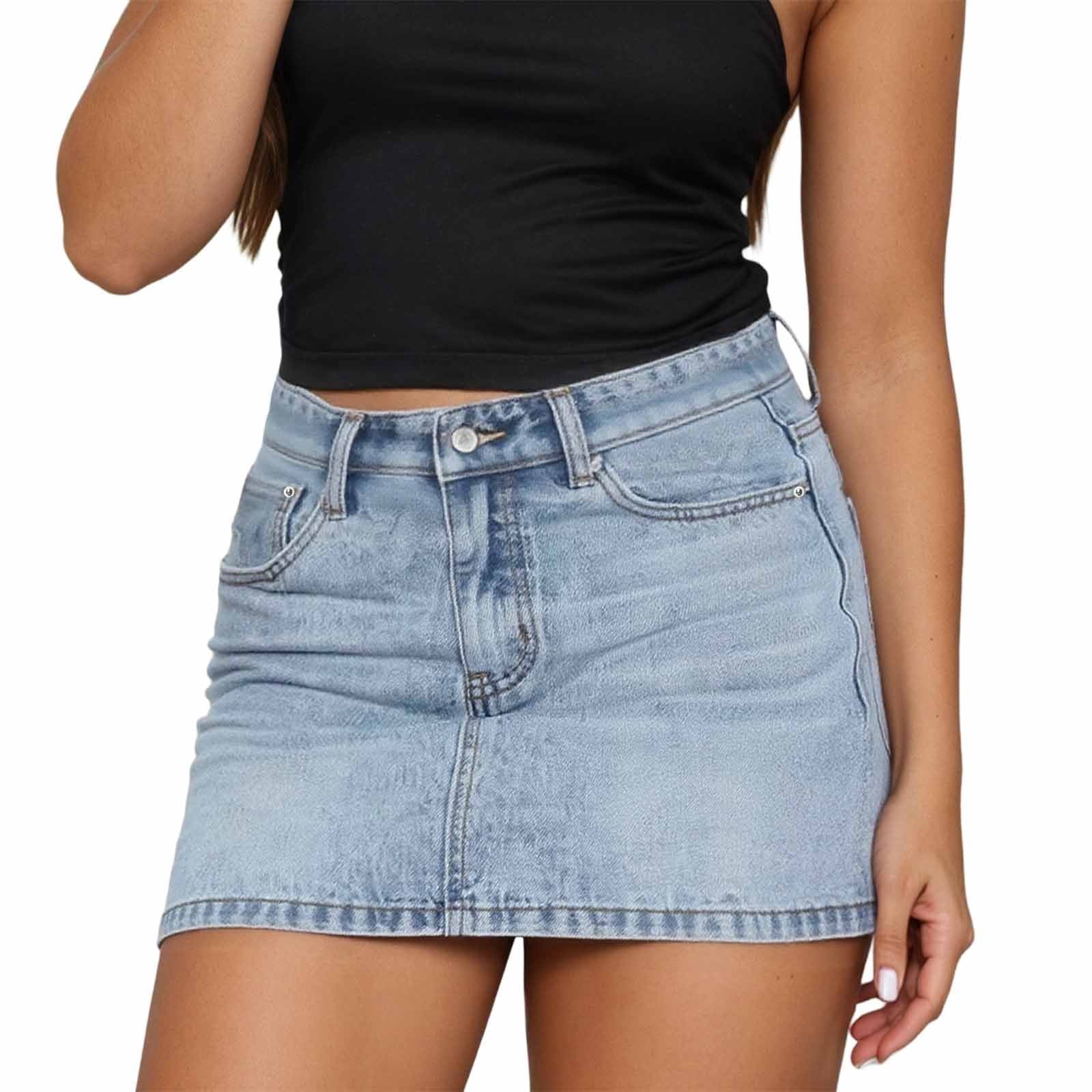 Adeawade Womens Dress Sleeveless Round Neck Dresses Women Denim Mini ...