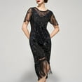 thumbnail image 1 of Adeawade Womens Dresses Short Sleeve Flapper Dresses Solid Color Round Neck Neck Great Dresses Fashion Wear Xl Silver, 1 of 6
