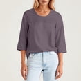 thumbnail image 1 of Adeawade Womens T Shirts 3/4 Sleeve Tops Round Neck Solid Color Simple Style Tee Clothes 3Xl Pp1, 1 of 3