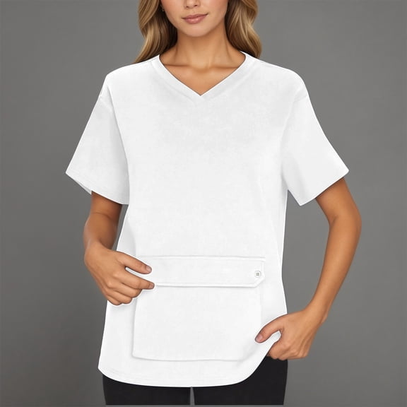 Adeawade Womens T Shirts Crewneck Short Sleeve Tops Solid Color Fashion Tee Daily Wear S White