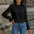 thumbnail image 1 of Adeawade Womens T Shirts Long Sleeve Solid Color Tops Round Neck Classic Tee Clothes L Black, 1 of 5
