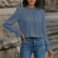 thumbnail image 1 of Adeawade Womens T Shirts Long Sleeve Solid Color Tops Round Neck Classic Tee Clothing L Blue, 1 of 5