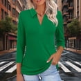 thumbnail image 1 of Adeawade Womens Tops 3/4 Sleeve T Shirts Round Neck Solid Color Simple Style Tee Clothes L Green, 1 of 7