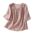 thumbnail image 1 of Adeawade Womens Tops Long Sleeve Blouse V Neck Solid Color Simple Style Tee Daily Wear Xl Purple, 1 of 8