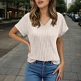 thumbnail image 1 of Adeawade Womens Tops Short Sleeve Solid Color T Shirts V Neck Classic Tee Clothing S Beige, 1 of 4
