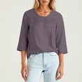 thumbnail image 1 of Adeawade Womens Tshirt 3/4 Sleeve Tops Round Neck Solid Color Simple Style Tee Clothing S Pp1, 1 of 3