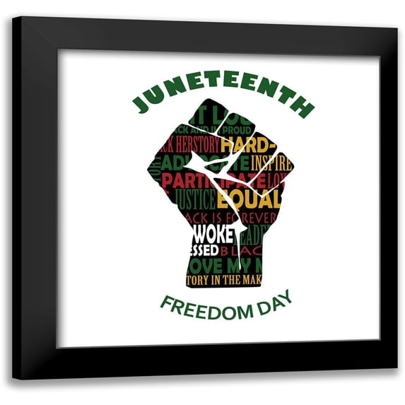 Adebowale 12x12 Black Modern Framed Museum Art Print Titled - Freedom Day