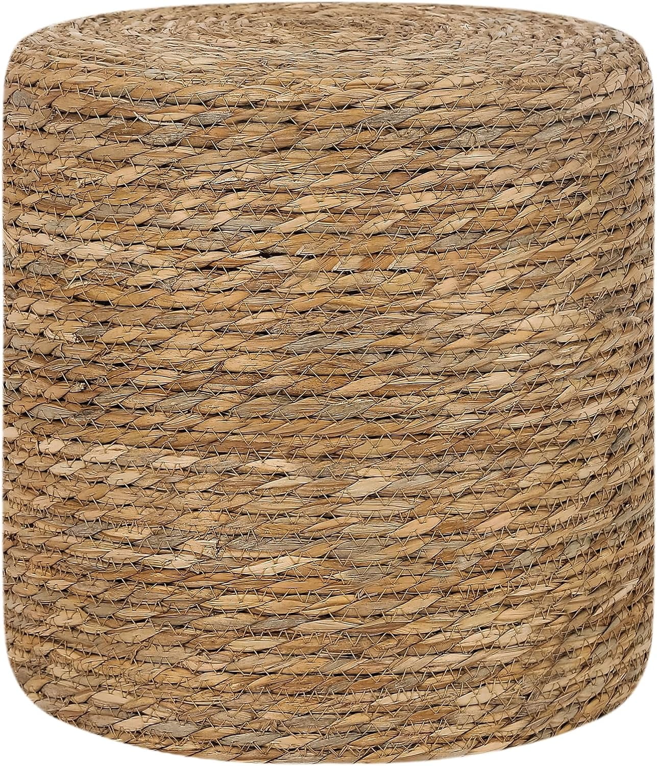 Adeco 13.78" Foot Stool Ottoman, Round Footrest Pouf Ottomans Natural ...