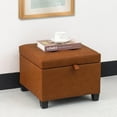 thumbnail image 1 of Adeco 17.5" Faux Leather Storage Ottoman with Hinged Lid, 14 Inch High Square Cube Foot Stool with Storage, Upholstered Vanity Stool with Solid Wood Legs for Living Room, Bedroom, Dorm (Warm Orange), 1 of 18