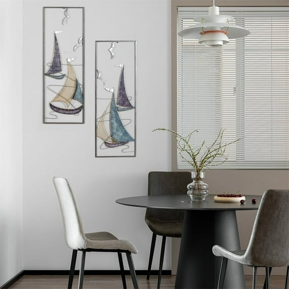 Adeco 3D Metal Ship Wall Decoration Sailboat Wall Sculpture Color-6