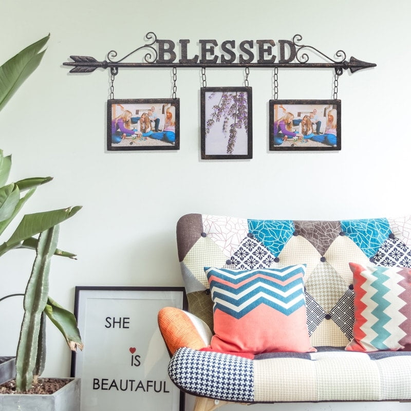 Blessed Bronze Iron Wall Collage Frame with Arrow Design