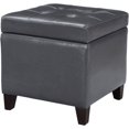 thumbnail image 1 of Adeco Bonded Leather Square Tufted Cubic Cube Storage Footstool, 18" Inch Ottomans & Storage Ottomans, With Lid, Dim Gray, 1 of 19