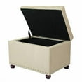 thumbnail image 1 of Adeco Classy Linen Blend Fabric Accents Rectangular Storage  Footstool Ottoman, 24x17.5x18, Natural, 1 of 6