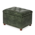 thumbnail image 1 of Adeco  Classy Rectangle Storage Bench Natural Fabric Footstool Ottoman Green, 1 of 9
