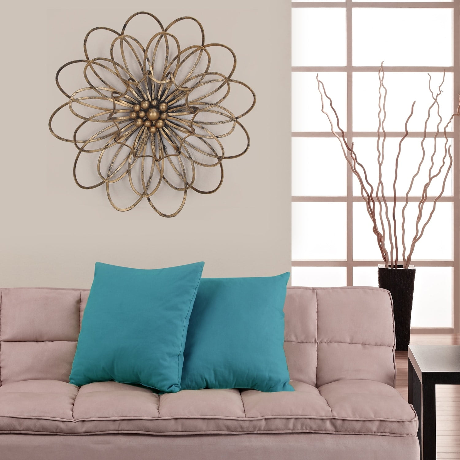 Antiqued Gold Iron Flower Wall Art Decor