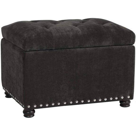 Adeco High End Dark Classy Tufted, Accents Rectangular Storage Bench Footstool, Dim Brown ttomans & Storage Ottomans Royal Olive Grey