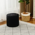 thumbnail image 1 of Adeco  Round Storage Ottoman Footrest Stool With Removable Lid Black Linen Linen, 1 of 5