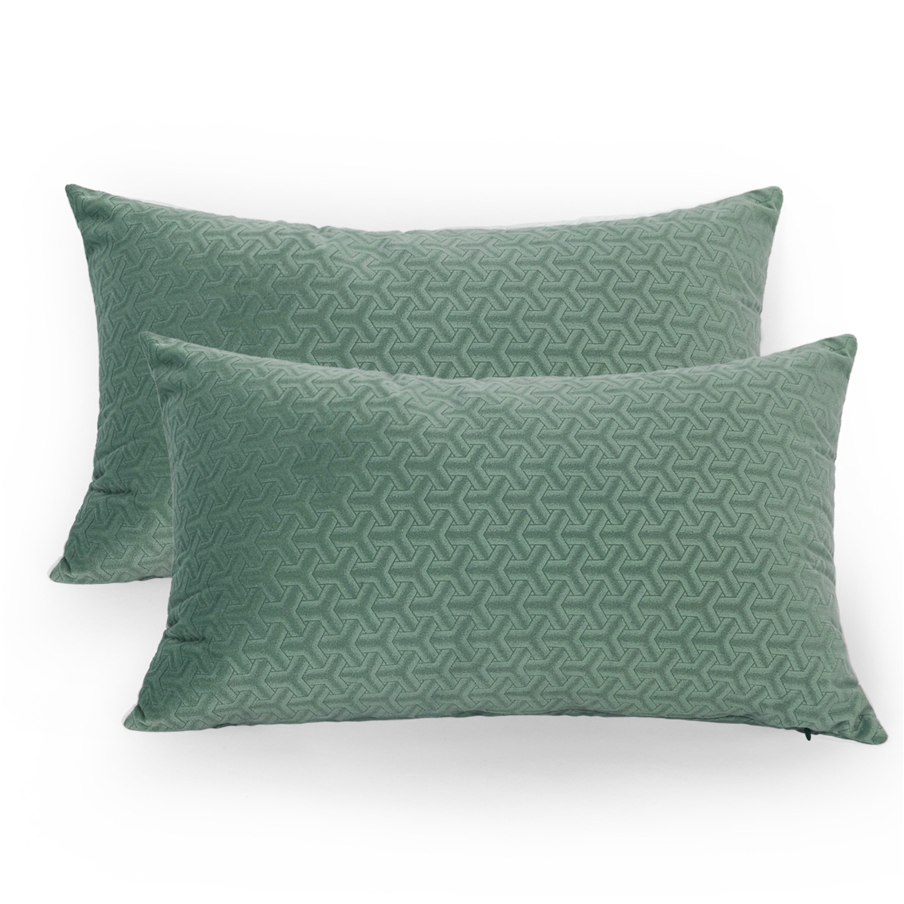 Adeco Set of 2 12"x 20" Rectangular Pillowcase Fabric Throw Pillow