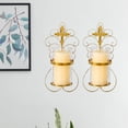 thumbnail image 1 of Adeco  Set of 2 Vertical Wall Hanging Candle Holder Sconce - 6.7 inches high x 3.74 inches Gold, 1 of 5