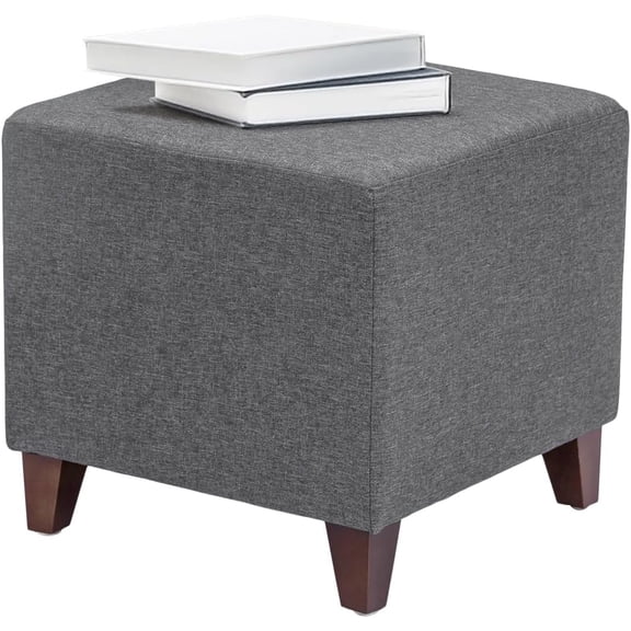 Adeco Simple British Style Cube Footstool, 16x16x16, Heather Gray Ottoman bench foot rest,OF0102