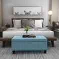thumbnail image 1 of Adeco  Tufted Lift Top Storage Ottoman Bench Blue 41.9"L x 17.7"W x 19.9 "H. Nailheads, Tufted, 1 of 5