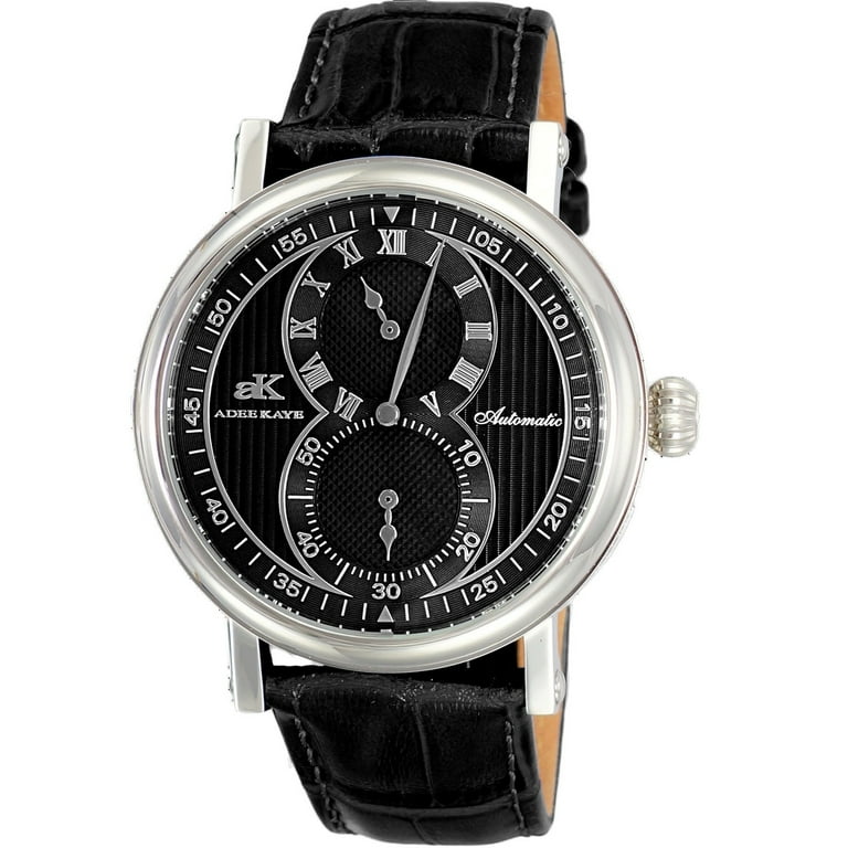 Adee Kaye Mens Mondo Black Dial Automatic Watch AK5665 MBK Stainless Steel Walmart