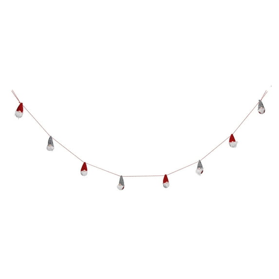 Adeeing Fabric Christmas Gnome Garland 6ft Red Grey Hanging Gnome Banner Decoration for Christmas Thanksgiving Photo Wall