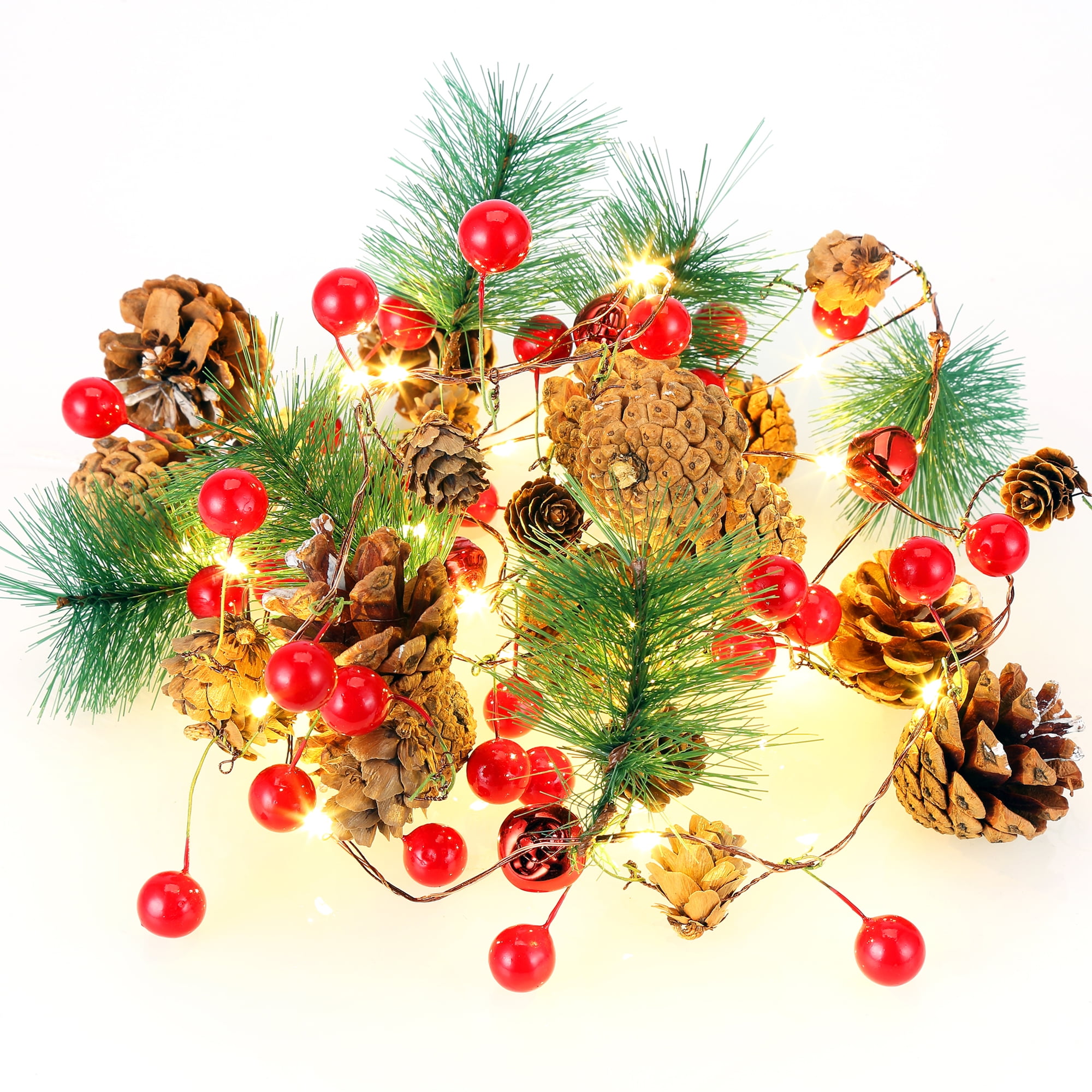 Adeeing Pine Cone Christmas String Lights 6.56Ft 20 LED Battery ...